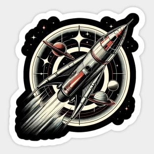 Retro Rocket: 1950s Space Age Exploration Sticker